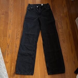 H&M Classic Black High-Rise Straight Leg Jeans